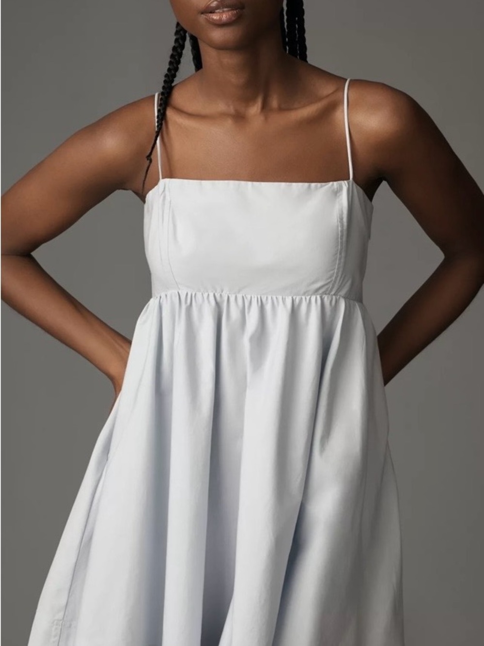 Anthropologie Maeve Pale Blue Square-Neck Babydoll Mini Dress